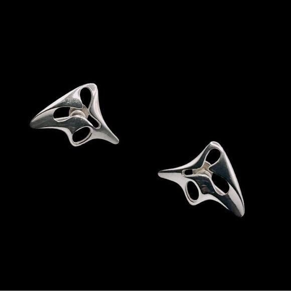 Georg Jensen Sterling Silver "Amoeba" Earrings No. 119 by Henning Koppel - Picture 1 of 5